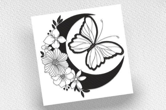 Butterfly with Moon: A Dreamy Embroidery Design for Meaningful Gifts