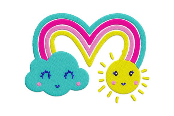 Cloud Rainbow Sun Embroidery Design