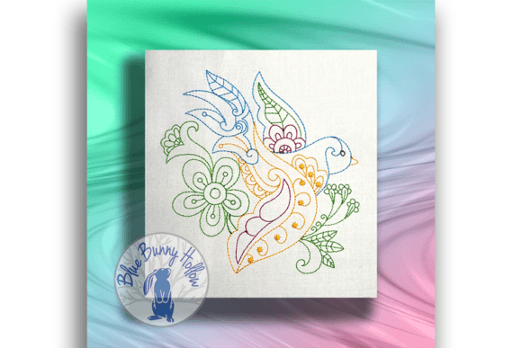 Mehndi Style Bird 3: A Thoughtful Embroidery Design for Meaningful Gifts