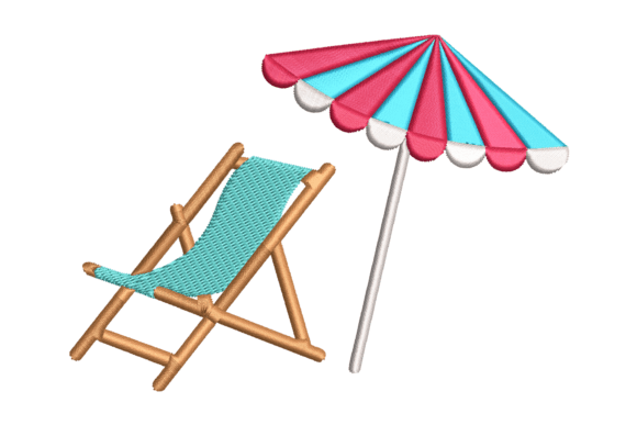 Umbrella and Chair Embroidery Design