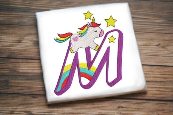 Unicorn Rainbow Letter M